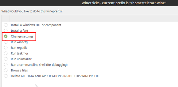 Winetricks - current prefix is \